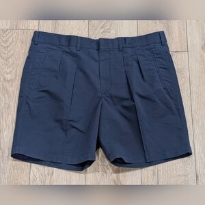 $950 Mens TOM FORD Silk/Cotton Pleated Front Poplin Shorts Navy 52 US 36